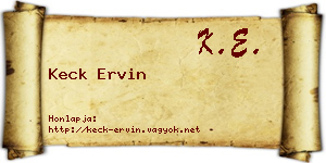 Keck Ervin névjegykártya